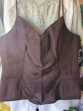 Women’s Brown Chiffon Spaghetti-Strap Top